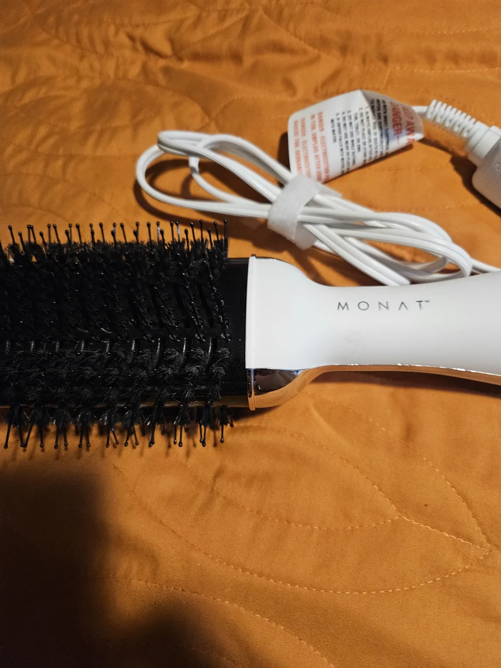 MONAT White Hot Air Paddle Brush - Heated Styling Brush for Smooth Hair